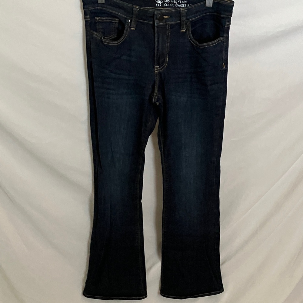 GAP: Mid Rise Flare Deep Blue Boot Cut Jeans- 6